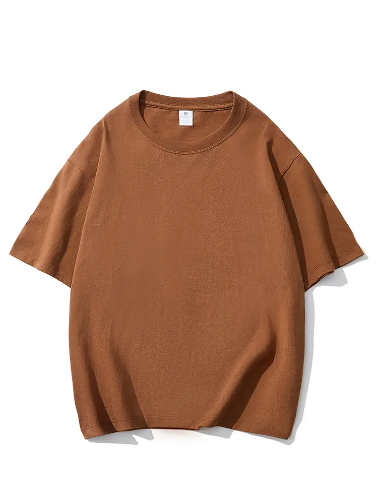 Men Heavy Cotton Beige T-Shirt Round Neck