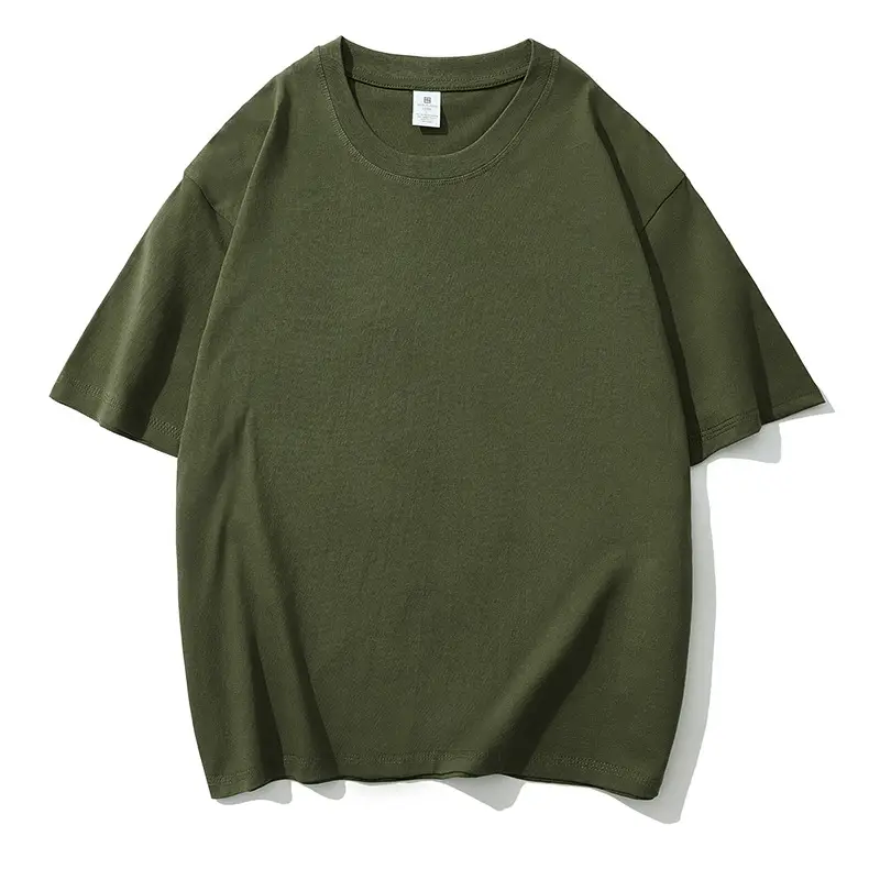 Men Heavy Cotton Beige T-Shirt Round Neck