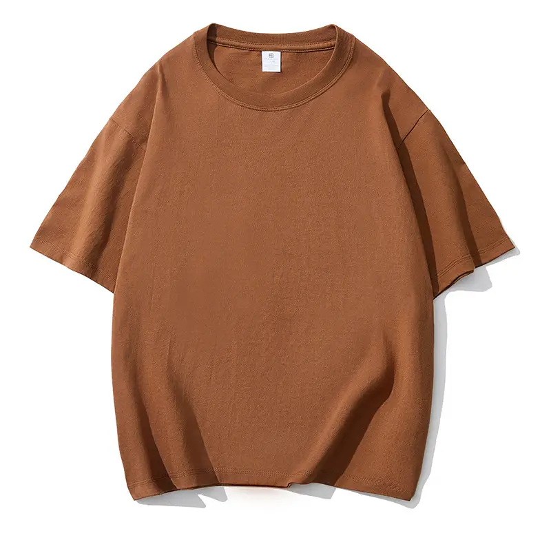 Men Heavy Cotton Beige T-Shirt Round Neck