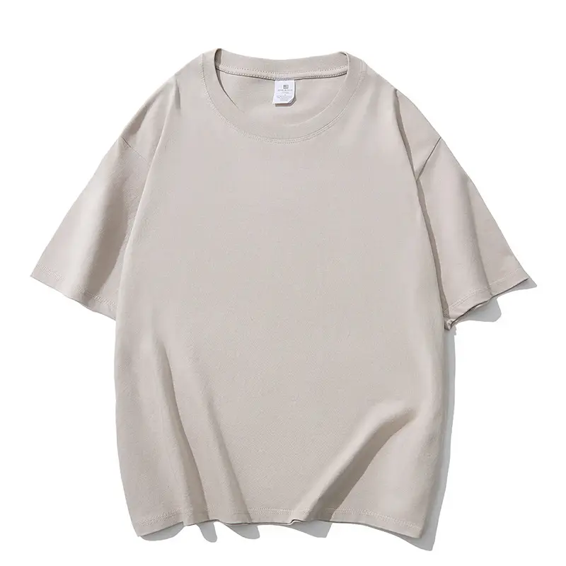 Men Heavy Cotton Beige T-Shirt Round Neck