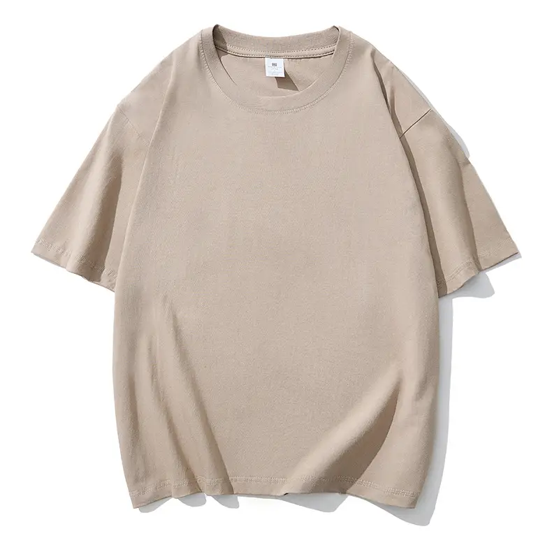 Men Heavy Cotton Beige T-Shirt Round Neck