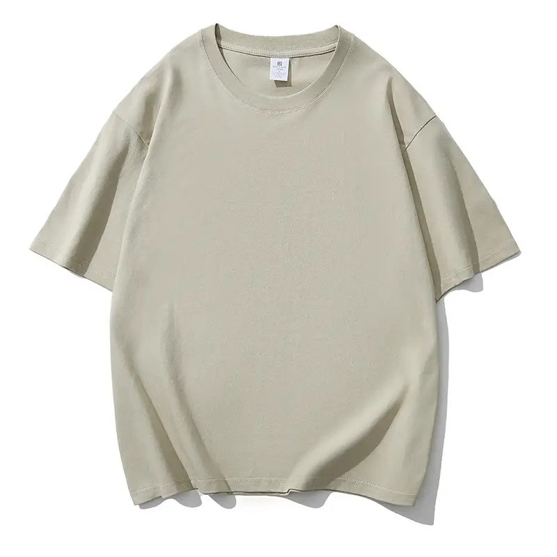 Men Heavy Cotton Beige T-Shirt Round Neck