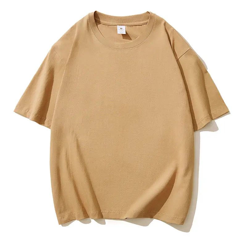 Men Heavy Cotton Beige T-Shirt Round Neck