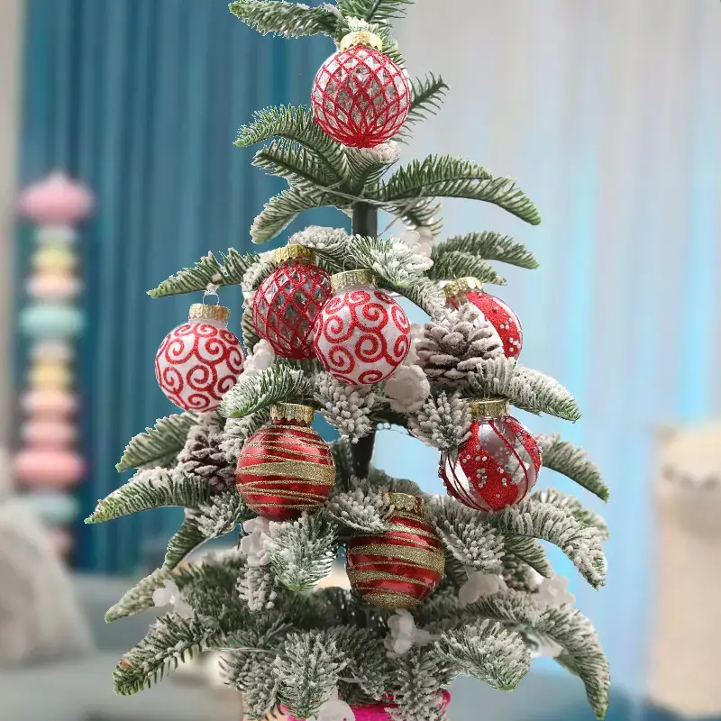 2024 New Christmas Decorative Balls 6cm PVC Painted Red White - Image 9
