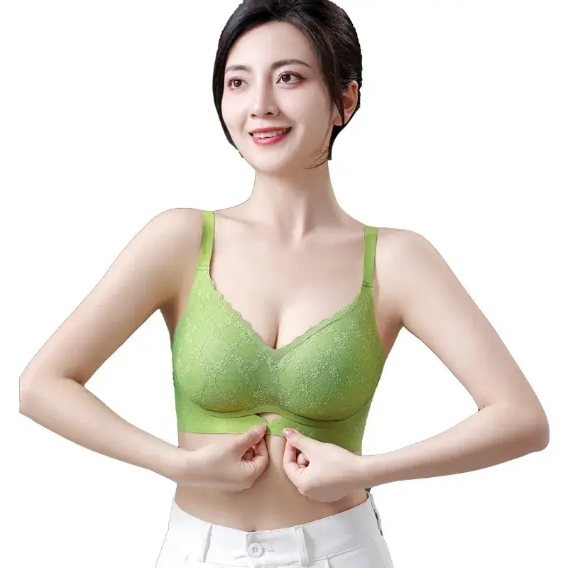 Women's Green Push Up Bra with Back Support - Image 5