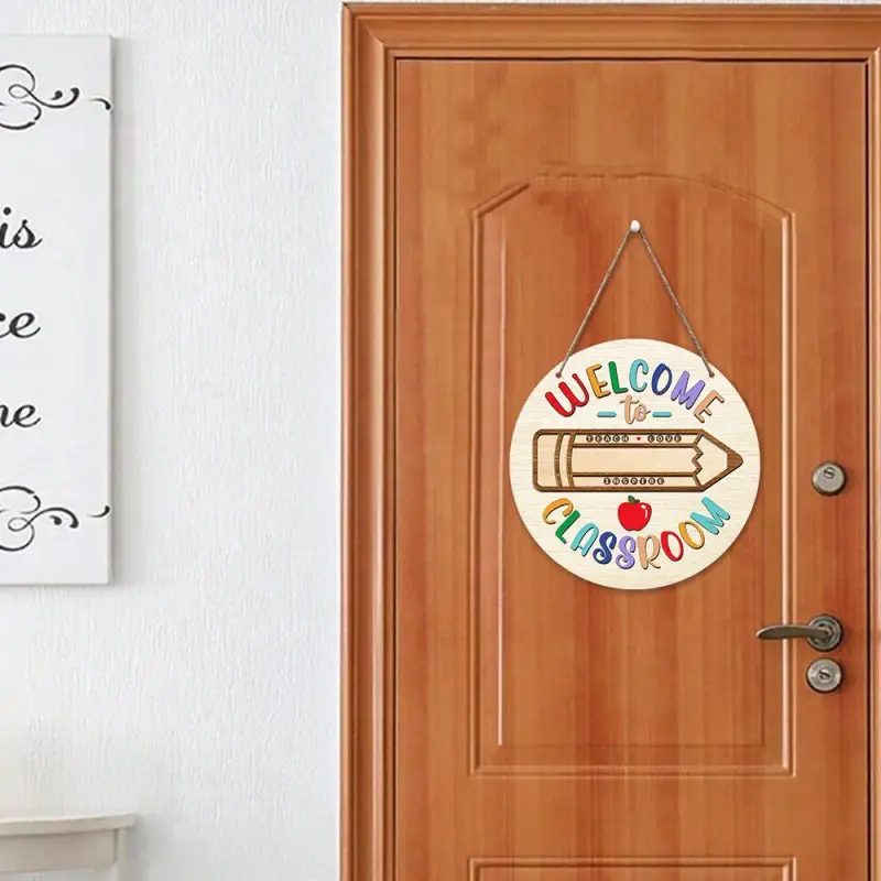 in stock Cross-border Back to School Season Wooden Welcome to Classroom Listing Welcome to Logo Creative House Display