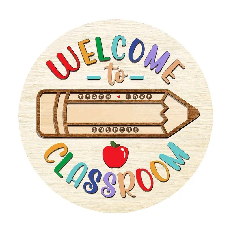in stock Cross-border Back to School Season Wooden Welcome to Classroom Listing Welcome to Logo Creative House Display