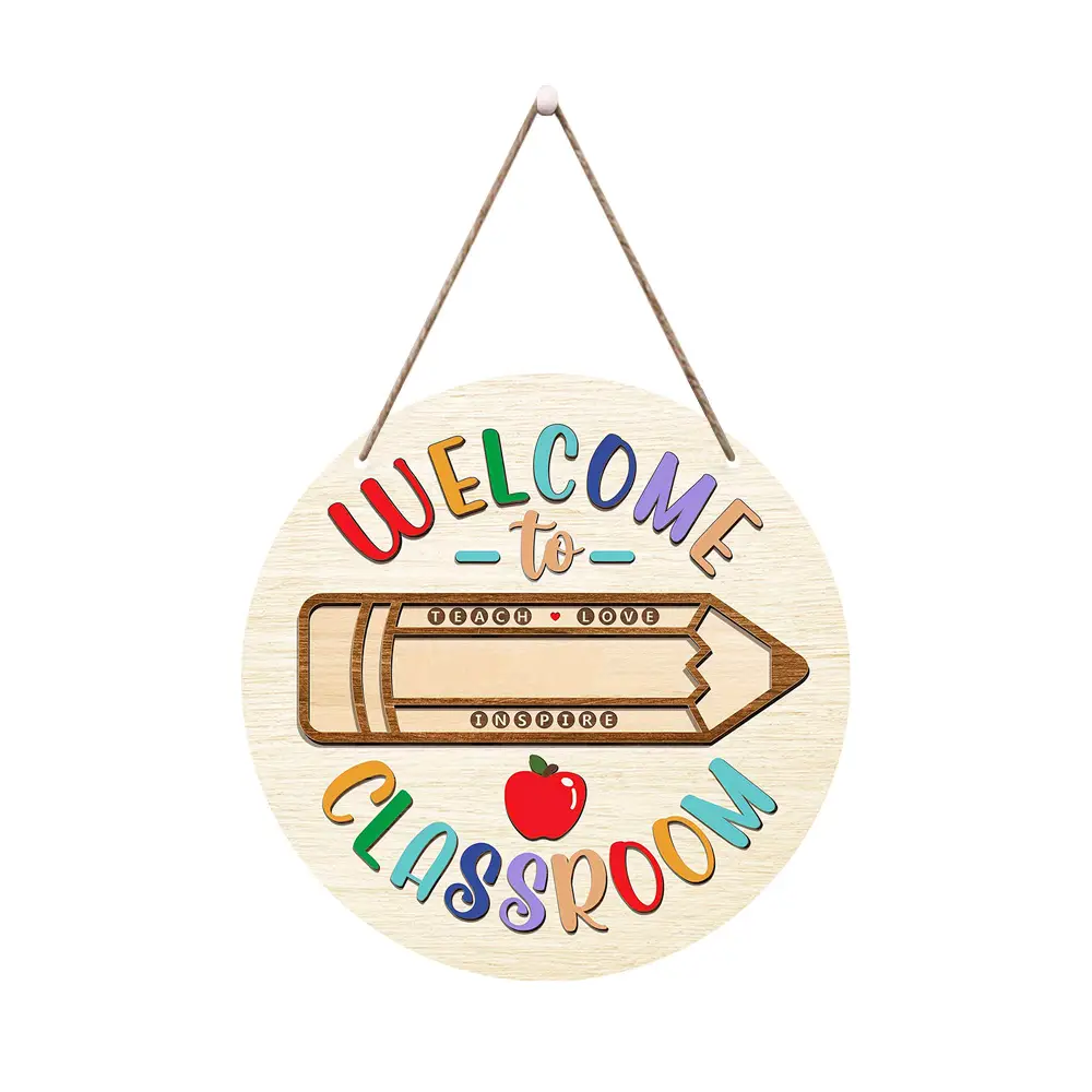 in stock Cross-border Back to School Season Wooden Welcome to Classroom Listing Welcome to Logo Creative House Display — feature 2
