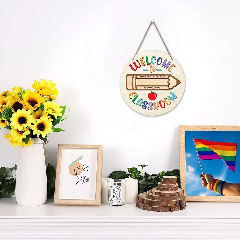 in stock Cross-border Back to School Season Wooden Welcome to Classroom Listing Welcome to Logo Creative House Display — feature 6