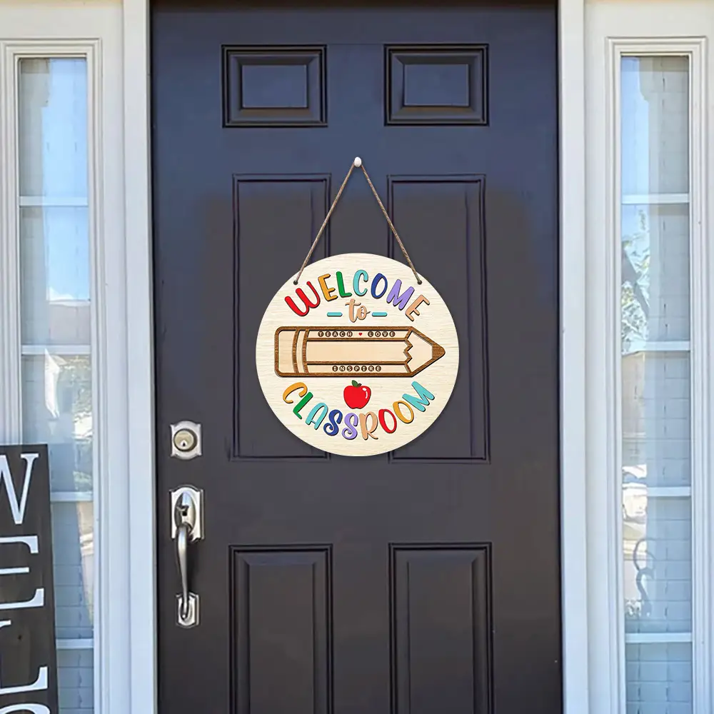 in stock Cross-border Back to School Season Wooden Welcome to Classroom Listing Welcome to Logo Creative House Display — feature 7