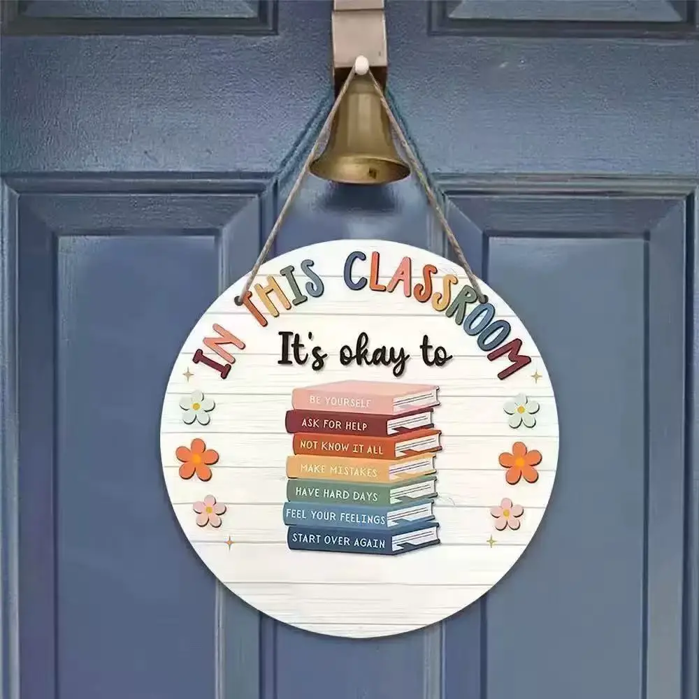 in stock Cross-border Back to School Season Wooden Welcome to Classroom Listing Welcome to Logo Creative House Display