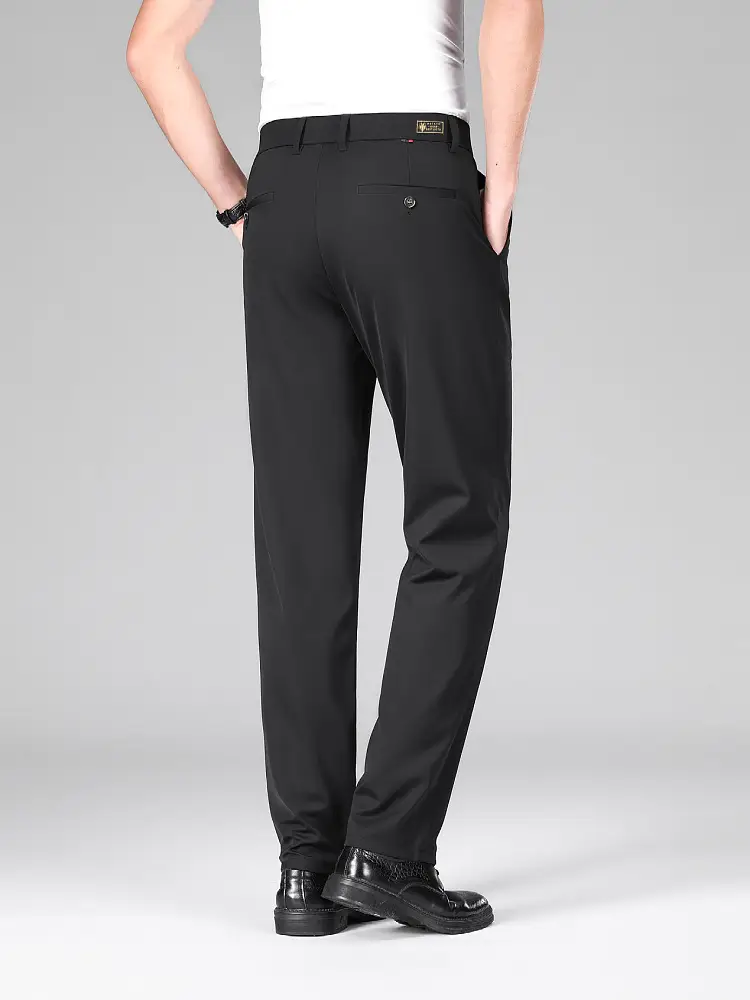 Men Navy Blue Slim Fit Summer Pants Thin - Image 7