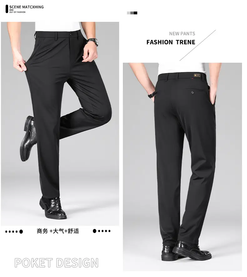 Men Navy Blue Slim Fit Summer Pants Thin — feature 12