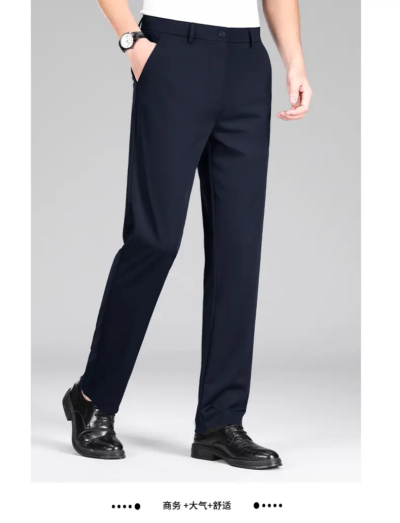 Men Navy Blue Slim Fit Summer Pants Thin — feature 15