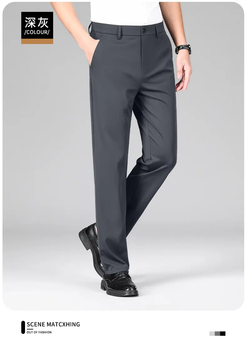 Men Navy Blue Slim Fit Summer Pants Thin — feature 16