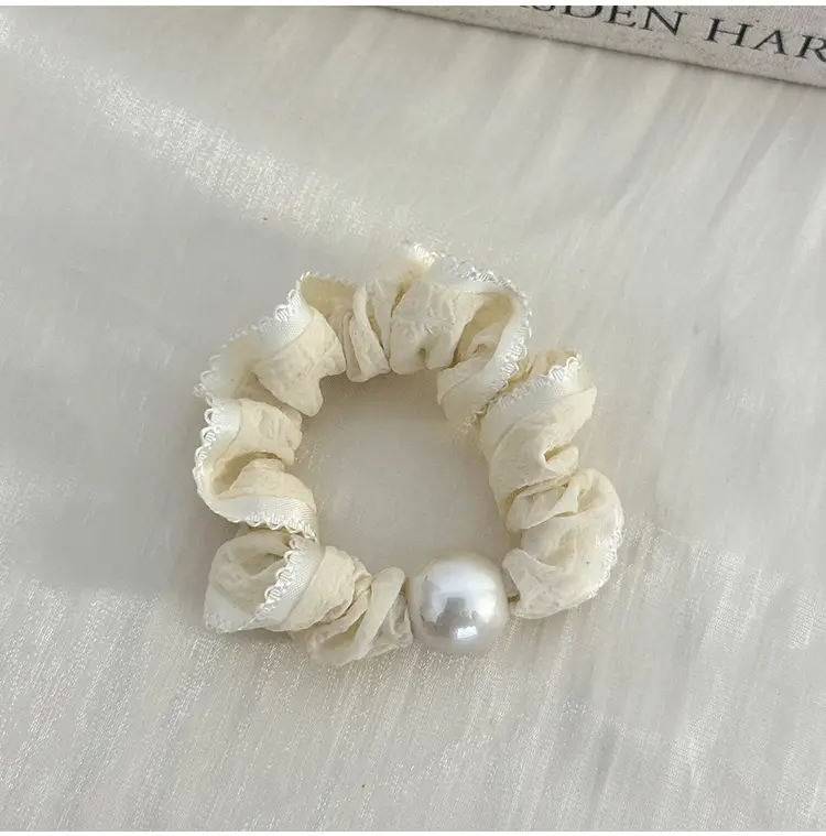 Pearl Hair Ring French Style Black White — feature 8