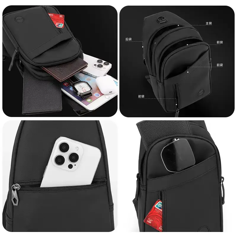 Men's Crossbody Bag Black Casual Shoulder Crossbody - Image 8