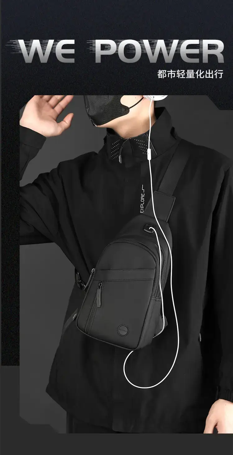 Men's Crossbody Bag Black Casual Shoulder Crossbody — feature 2