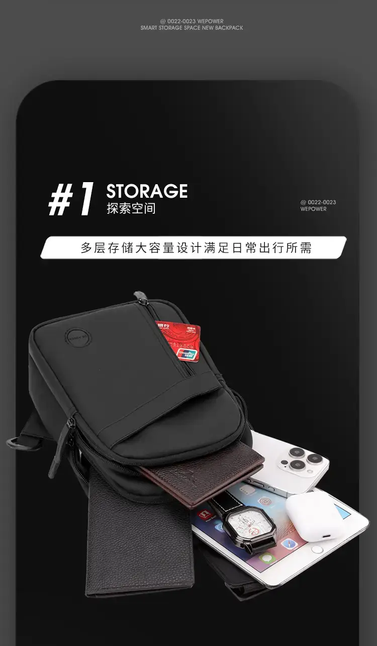 Men's Crossbody Bag Black Casual Shoulder Crossbody — feature 7