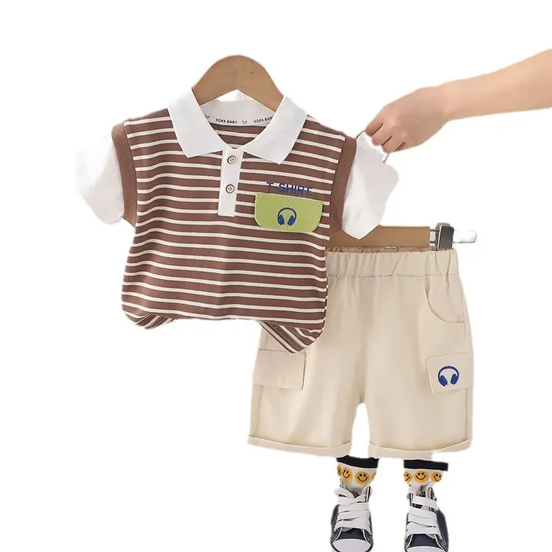 Boys Striped T-Shirt Shorts 2024 Set - Image 8