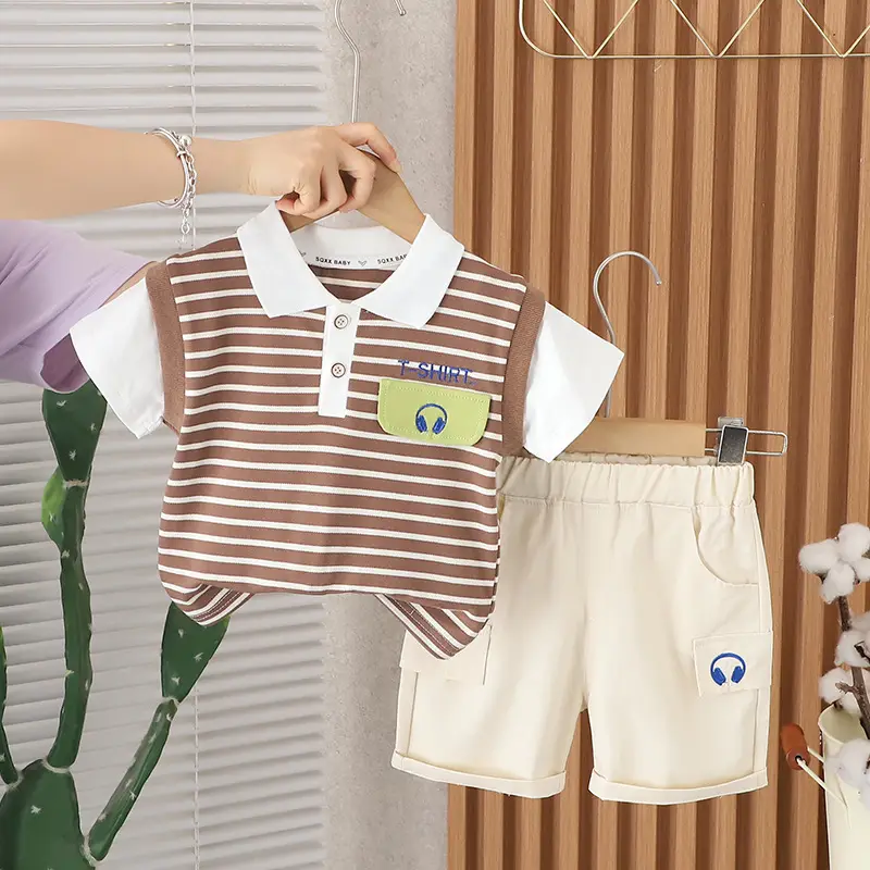 Boys Striped T-Shirt Shorts 2024 Set — feature 2