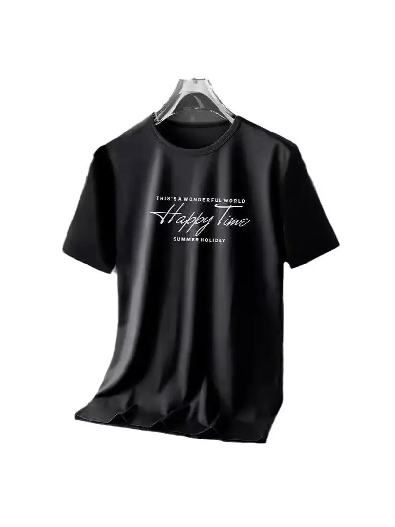 2026 Ice Silk Printed T-Shirt Men Summer Wear
