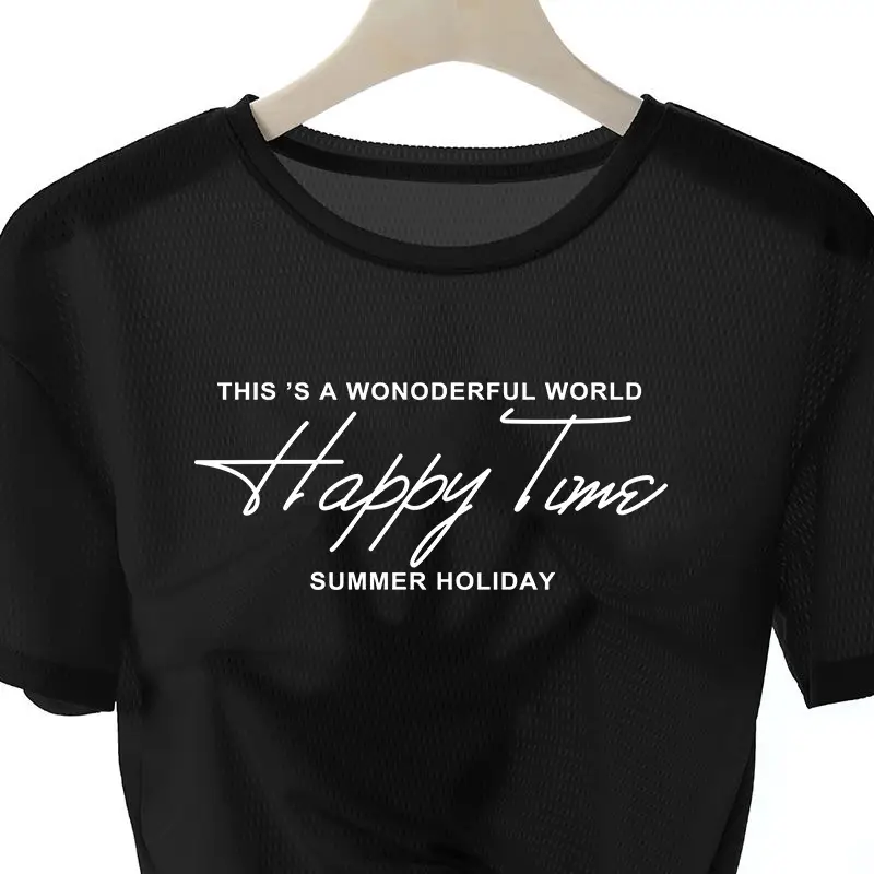 2026 Ice Silk Printed T-Shirt Men Summer Wear