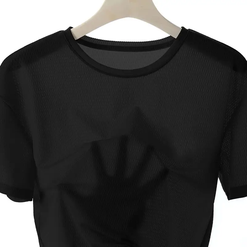 2026 Ice Silk Printed T-Shirt Men Summer Wear