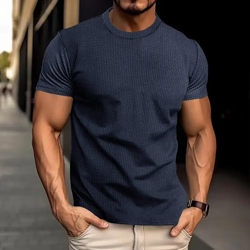 Men's 2026 Summer Slim Fit T-Shirt Navy Blue — feature 2