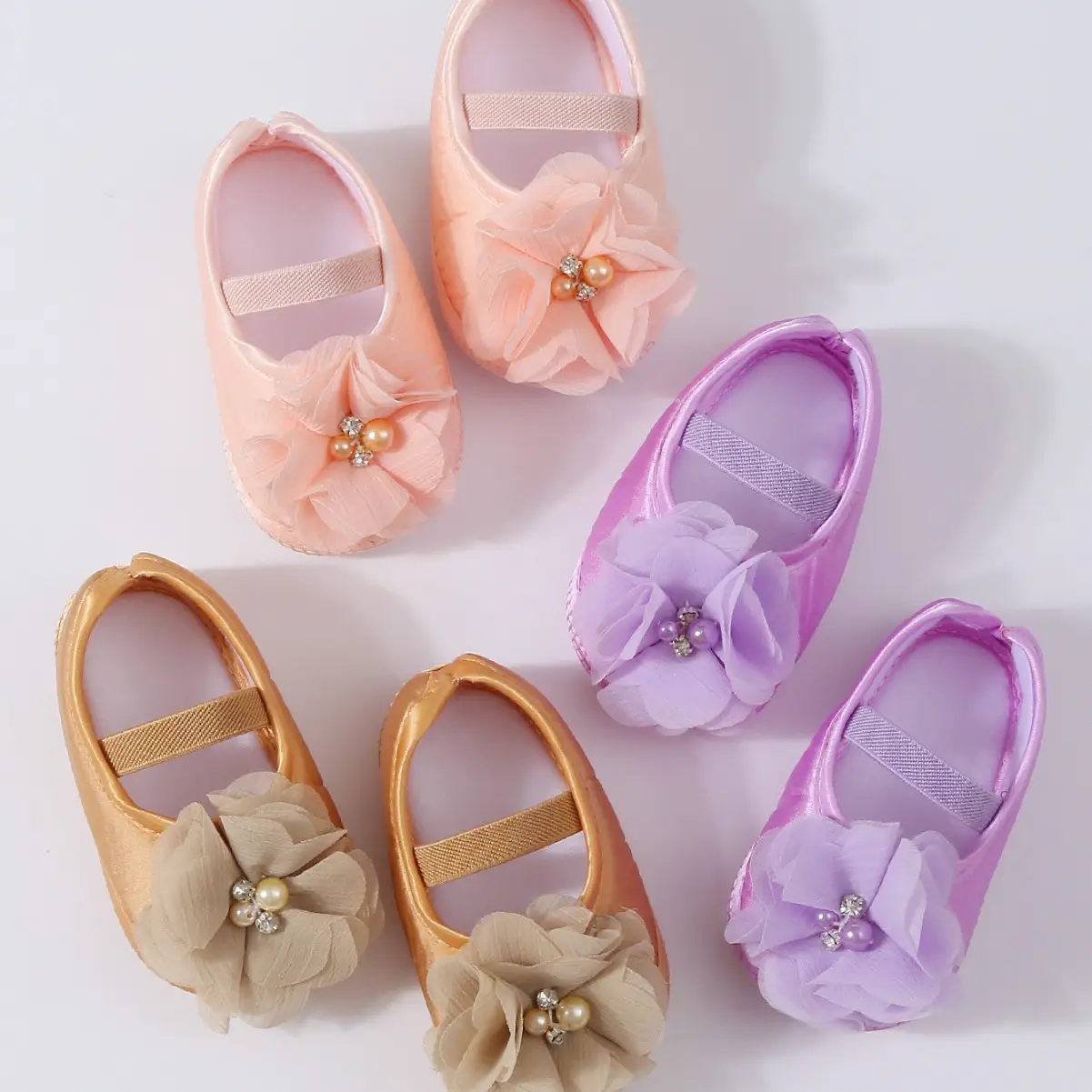 Newborn Princess Shoes Purple Bow 0-1 Year