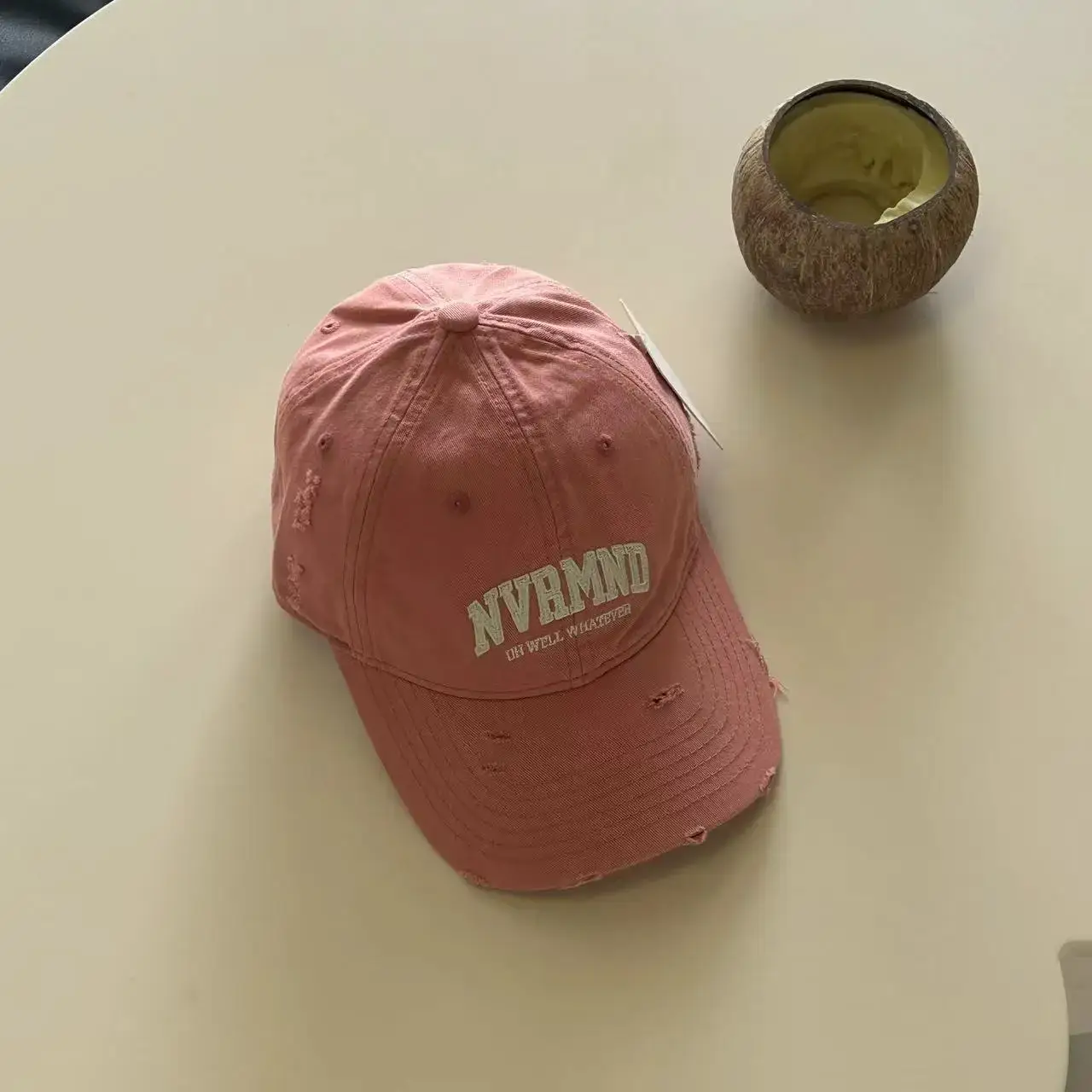 Women's Black Ripped Baseball Cap Wide Brim - Image 5