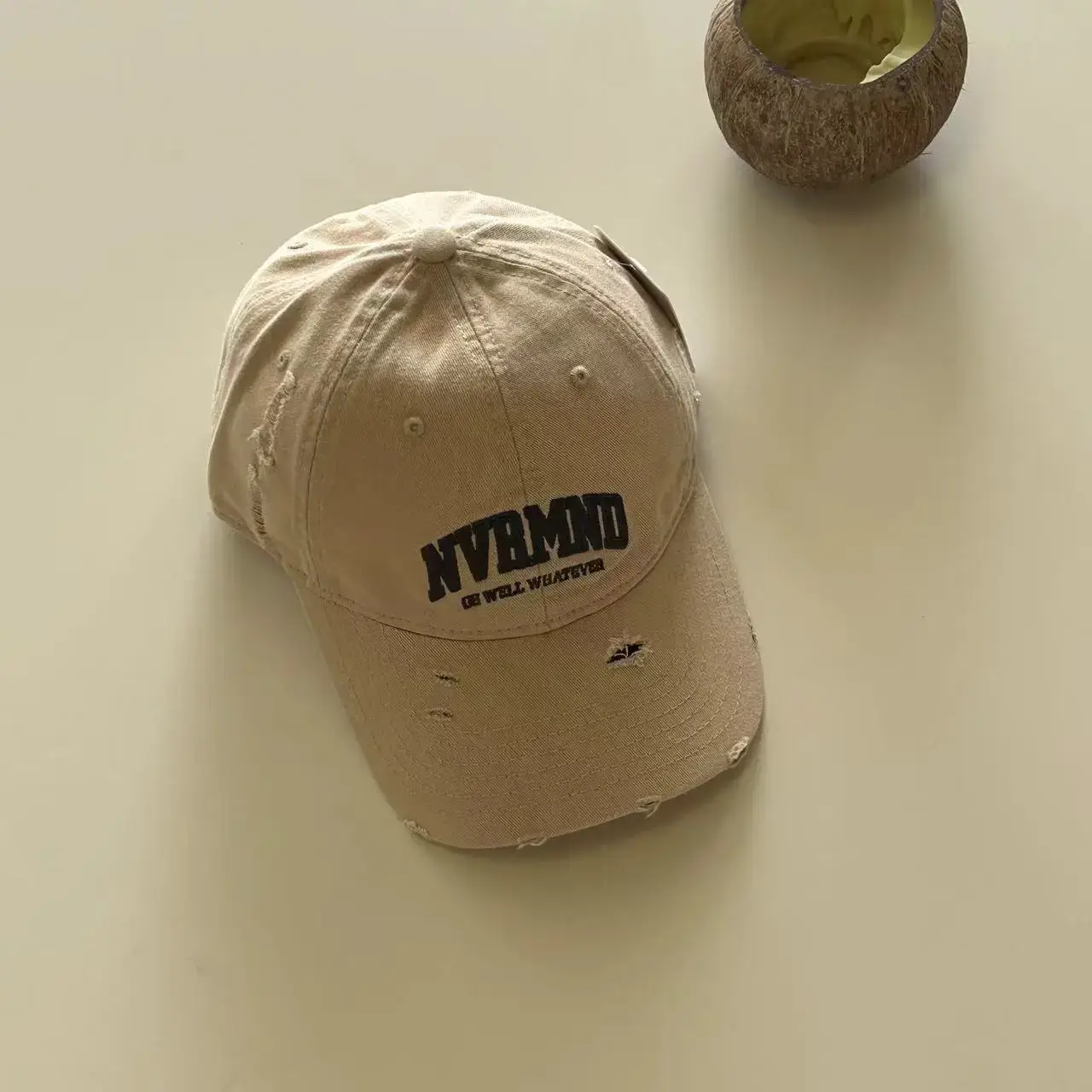 Women's Black Ripped Baseball Cap Wide Brim - Image 7