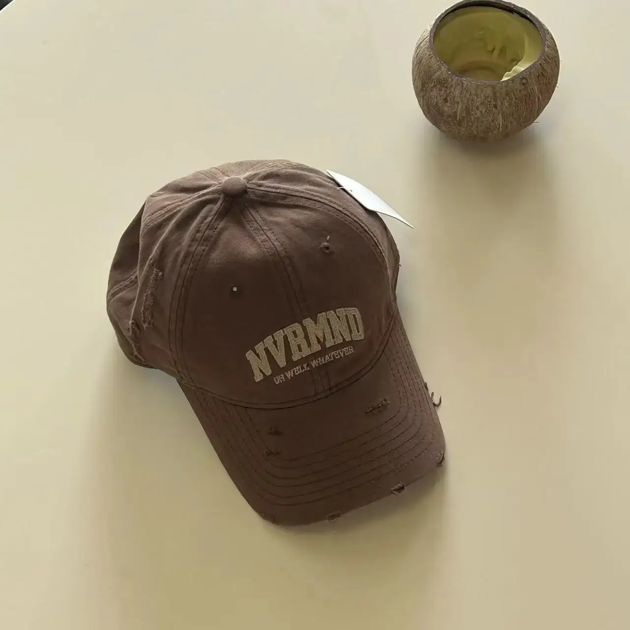 Women's Black Ripped Baseball Cap Wide Brim - Image 8