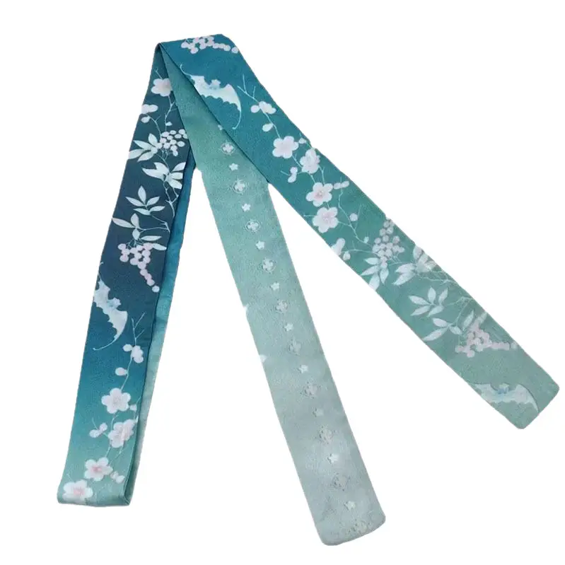 New Chinese Style Hanfu Hair Band Ink Bamboo Leaf Long Antique Hair Rope with Landscape Printing Silk Scarf Headwear Hair Accessories - Image 56