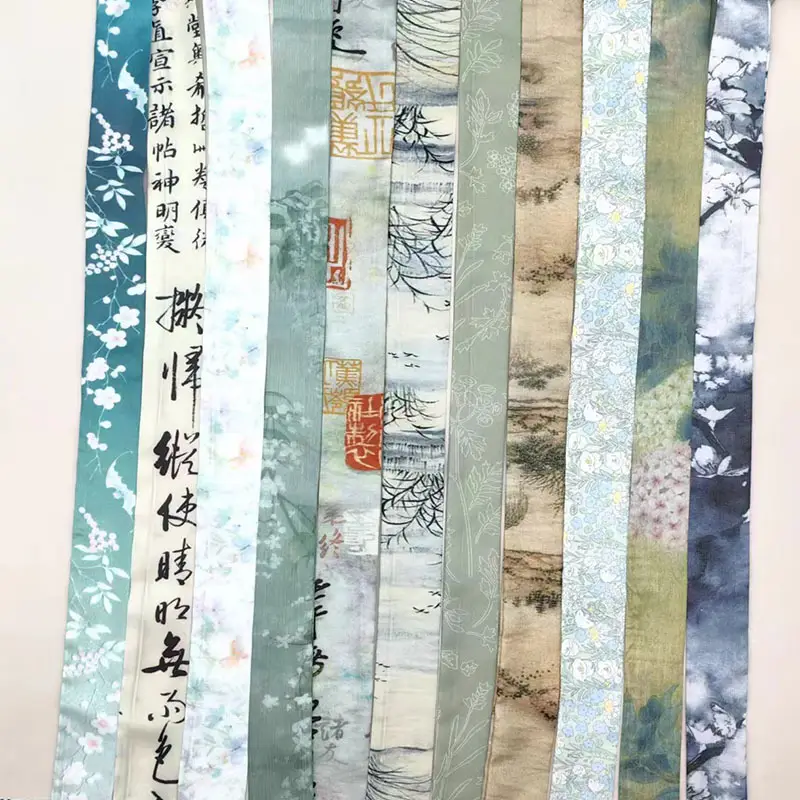 New Chinese Style Hanfu Hair Band Ink Bamboo Leaf Long Antique Hair Rope with Landscape Printing Silk Scarf Headwear Hair Accessories — feature 1
