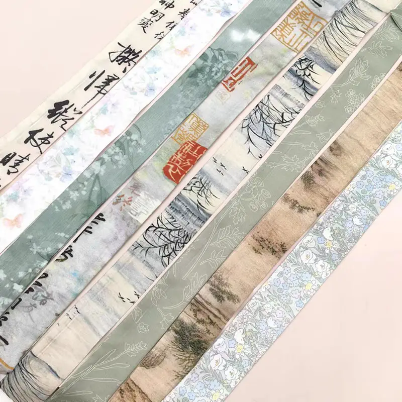 New Chinese Style Hanfu Hair Band Ink Bamboo Leaf Long Antique Hair Rope with Landscape Printing Silk Scarf Headwear Hair Accessories — feature 2