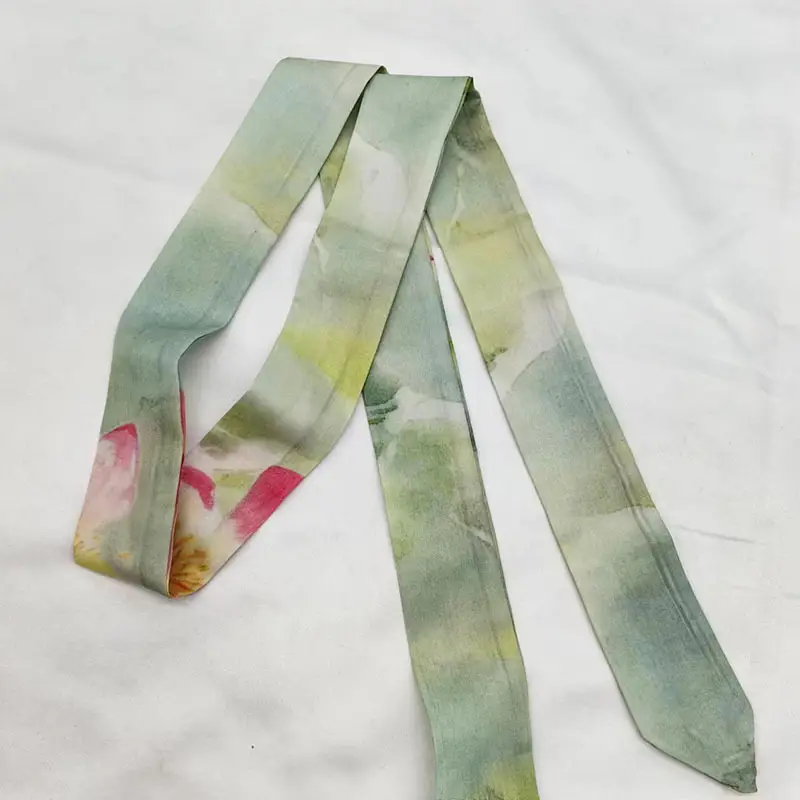 New Chinese Style Hanfu Hair Band Ink Bamboo Leaf Long Antique Hair Rope with Landscape Printing Silk Scarf Headwear Hair Accessories - Image 10
