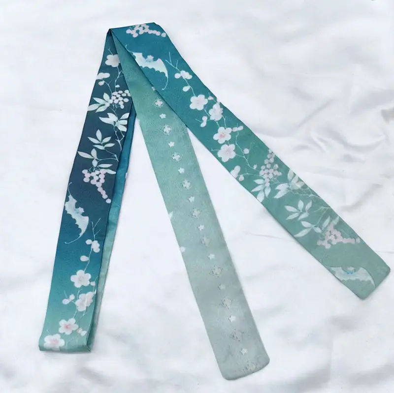 New Chinese Style Hanfu Hair Band Ink Bamboo Leaf Long Antique Hair Rope with Landscape Printing Silk Scarf Headwear Hair Accessories - Image 13