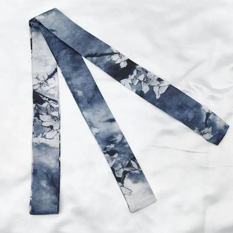 New Chinese Style Hanfu Hair Band Ink Bamboo Leaf Long Antique Hair Rope with Landscape Printing Silk Scarf Headwear Hair Accessories - Image 14