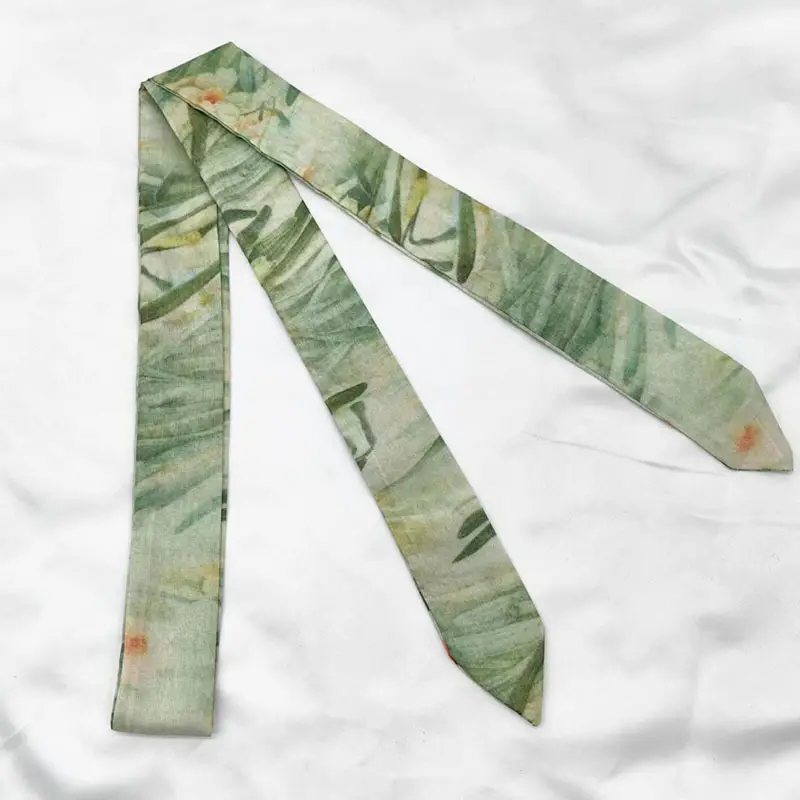 New Chinese Style Hanfu Hair Band Ink Bamboo Leaf Long Antique Hair Rope with Landscape Printing Silk Scarf Headwear Hair Accessories - Image 15