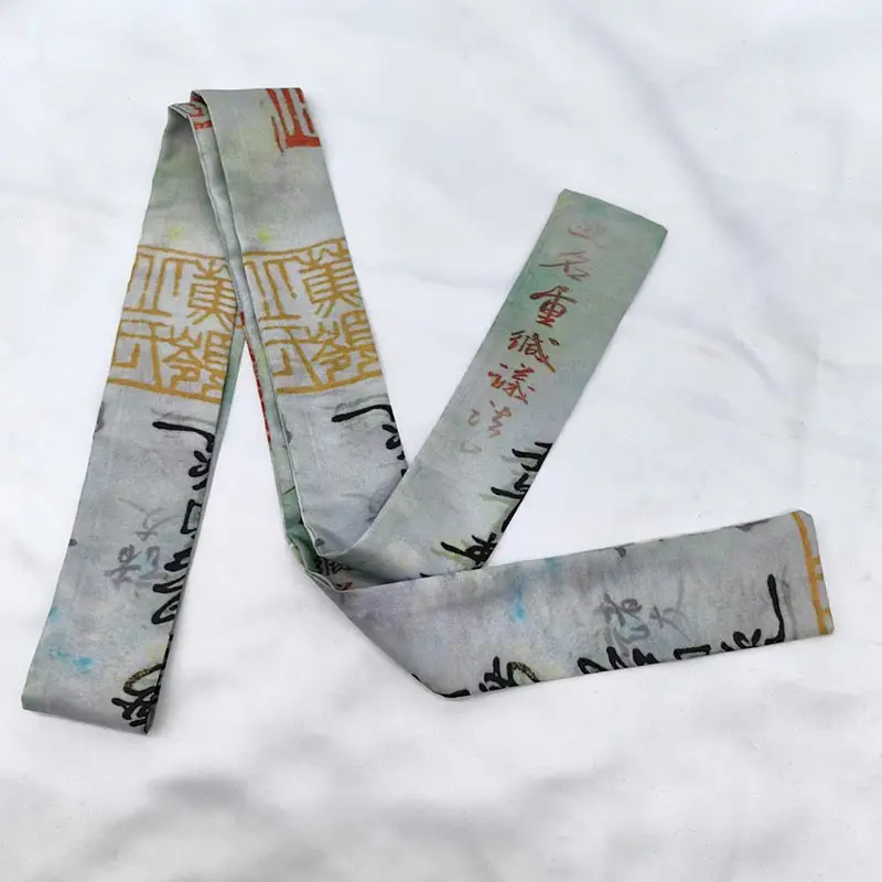 New Chinese Style Hanfu Hair Band Ink Bamboo Leaf Long Antique Hair Rope with Landscape Printing Silk Scarf Headwear Hair Accessories - Image 2