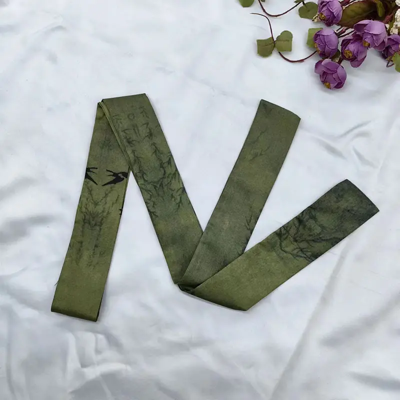 New Chinese Style Hanfu Hair Band Ink Bamboo Leaf Long Antique Hair Rope with Landscape Printing Silk Scarf Headwear Hair Accessories - Image 20