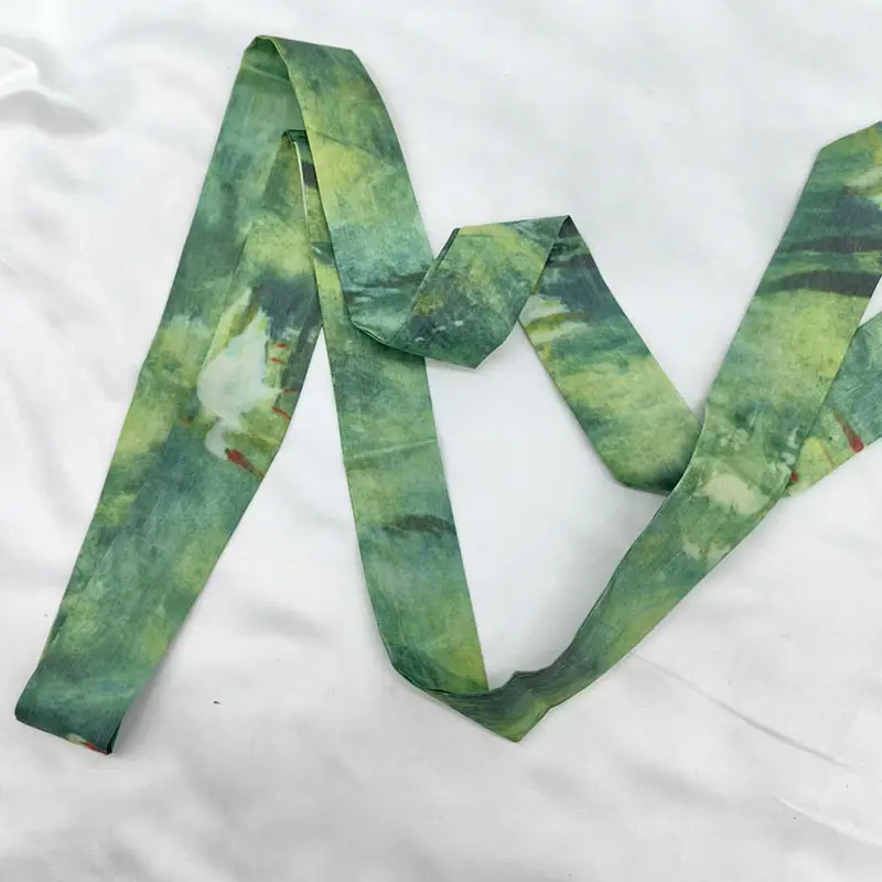 New Chinese Style Hanfu Hair Band Ink Bamboo Leaf Long Antique Hair Rope with Landscape Printing Silk Scarf Headwear Hair Accessories - Image 23