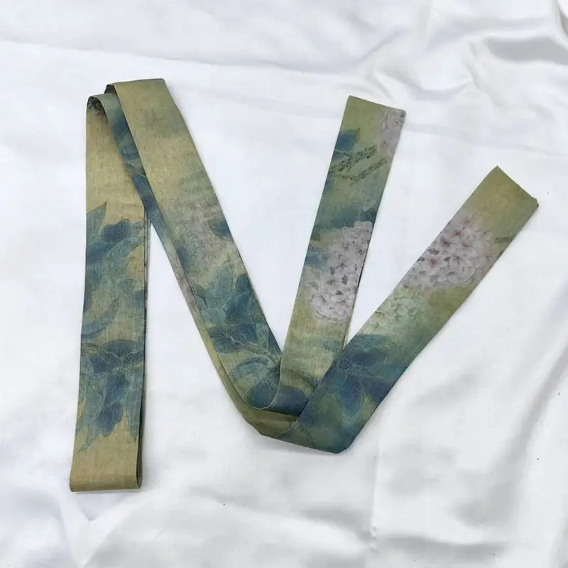 New Chinese Style Hanfu Hair Band Ink Bamboo Leaf Long Antique Hair Rope with Landscape Printing Silk Scarf Headwear Hair Accessories - Image 24
