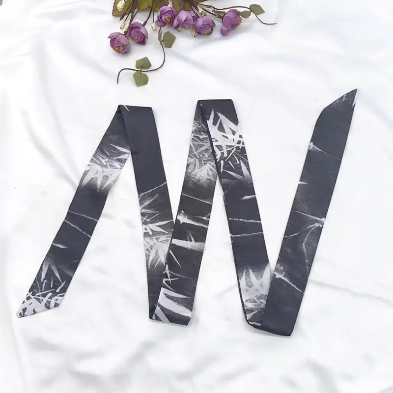 New Chinese Style Hanfu Hair Band Ink Bamboo Leaf Long Antique Hair Rope with Landscape Printing Silk Scarf Headwear Hair Accessories - Image 29