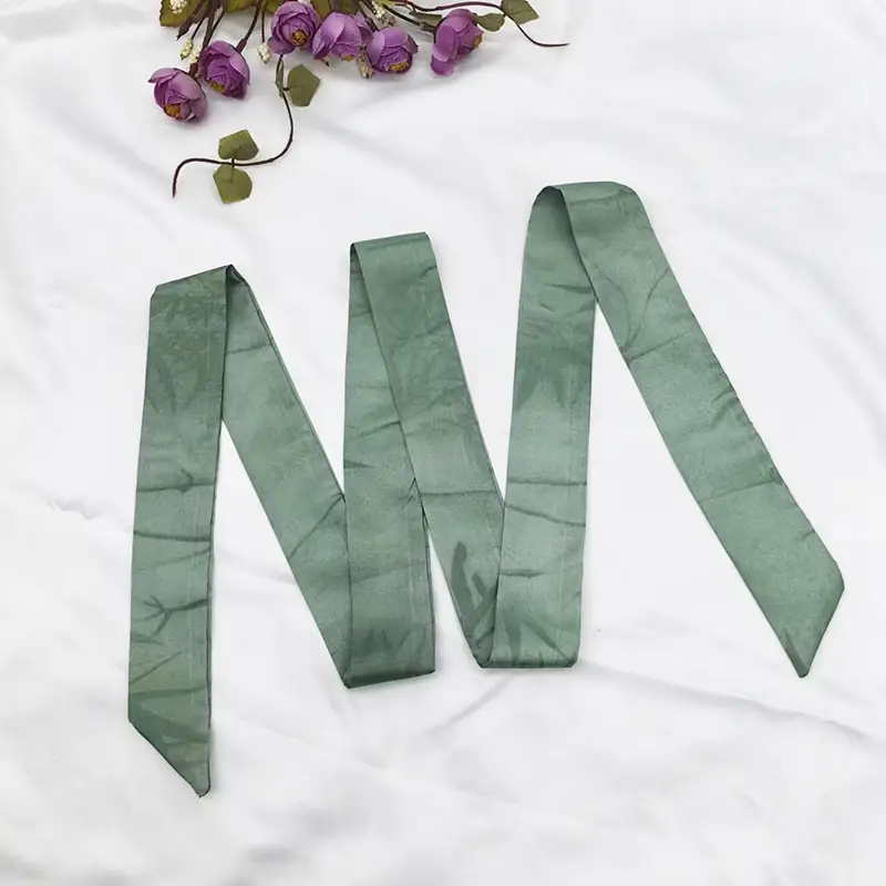 New Chinese Style Hanfu Hair Band Ink Bamboo Leaf Long Antique Hair Rope with Landscape Printing Silk Scarf Headwear Hair Accessories - Image 30