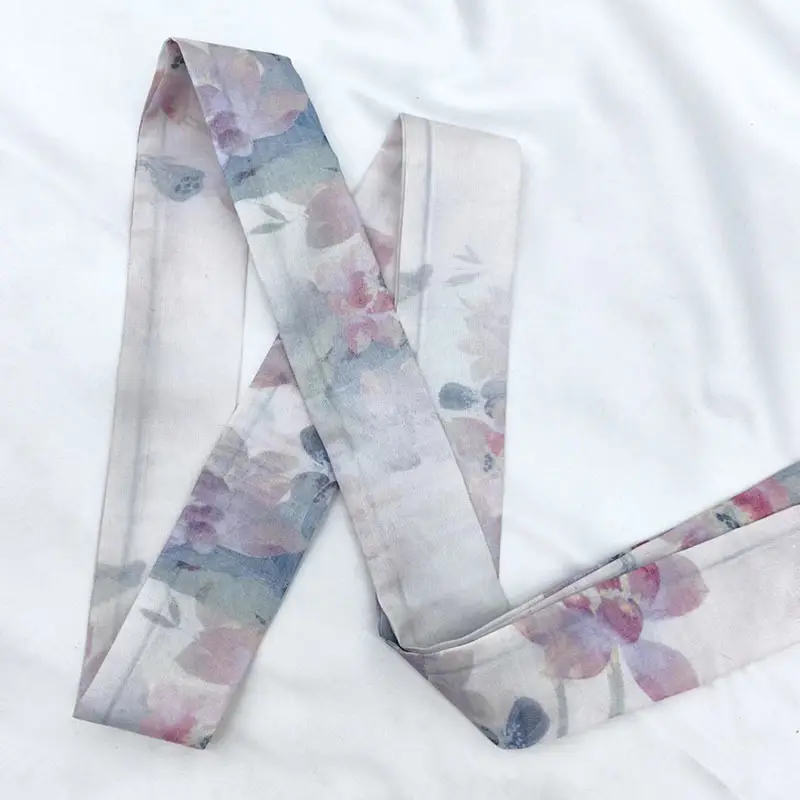 New Chinese Style Hanfu Hair Band Ink Bamboo Leaf Long Antique Hair Rope with Landscape Printing Silk Scarf Headwear Hair Accessories - Image 33