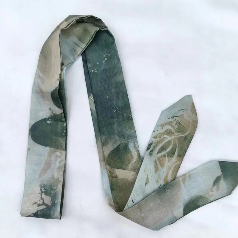 New Chinese Style Hanfu Hair Band Ink Bamboo Leaf Long Antique Hair Rope with Landscape Printing Silk Scarf Headwear Hair Accessories - Image 34