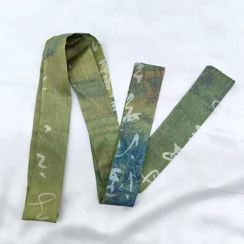 New Chinese Style Hanfu Hair Band Ink Bamboo Leaf Long Antique Hair Rope with Landscape Printing Silk Scarf Headwear Hair Accessories - Image 36