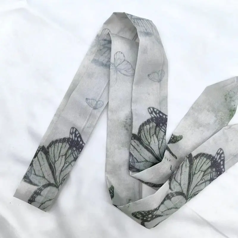 New Chinese Style Hanfu Hair Band Ink Bamboo Leaf Long Antique Hair Rope with Landscape Printing Silk Scarf Headwear Hair Accessories - Image 37
